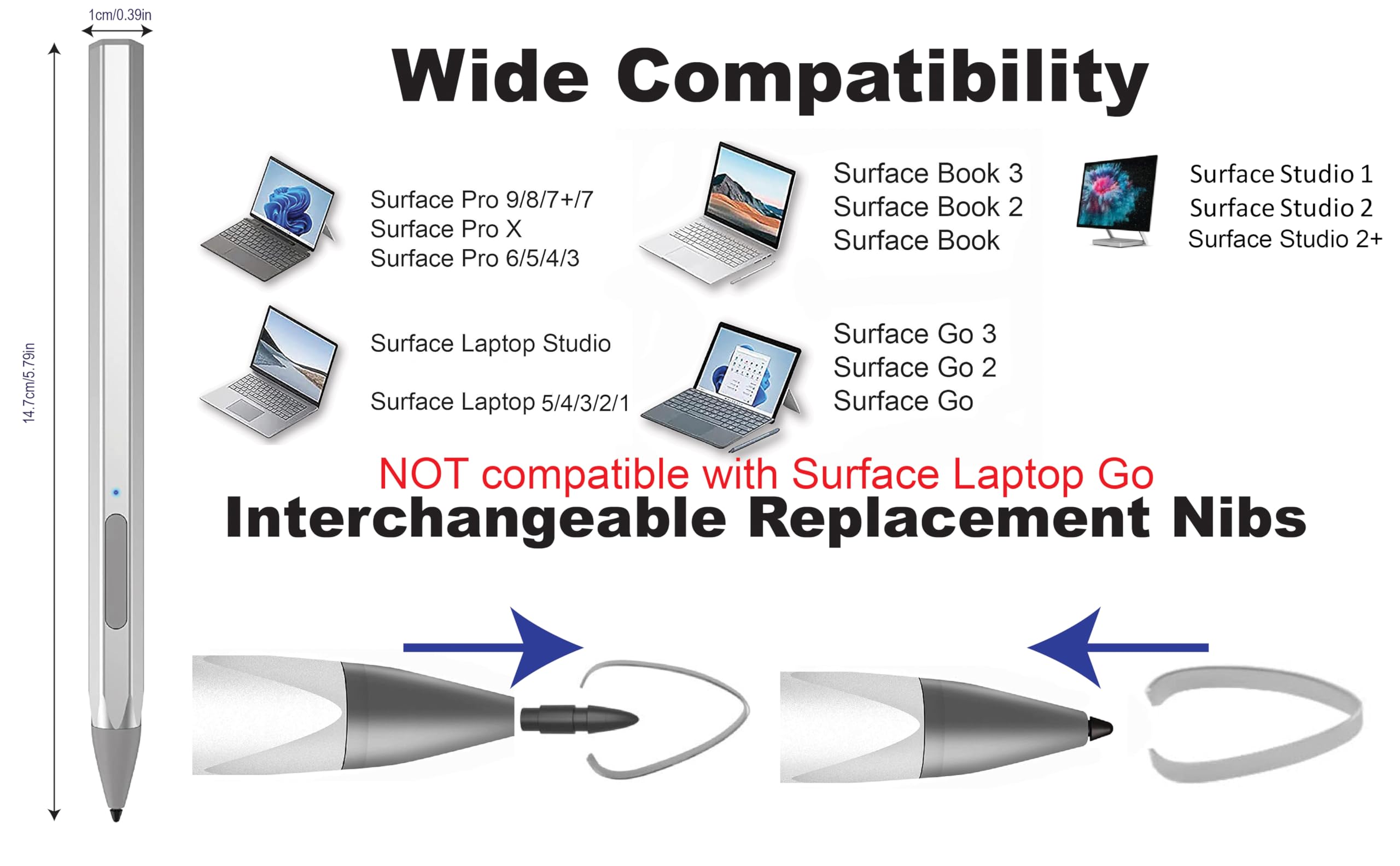 Amazon.com: 4096 Pressure Stylus Pen for Microsoft Surface Pro 9/8